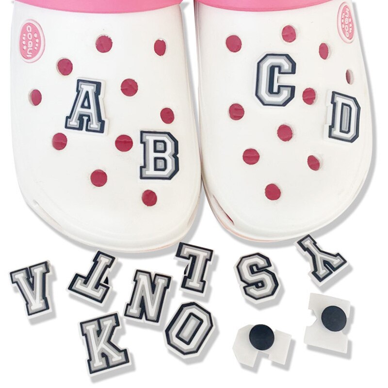 26 English letters Shoe Charms A B C D JIBZ Shoe Accessories Decoration Fit For Croc Clogs Sandal Kids Boys X-mas Gifts