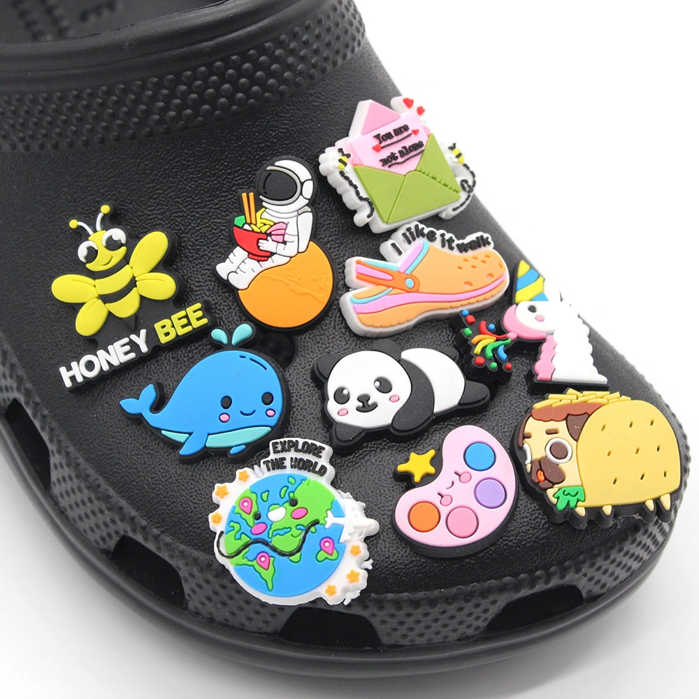 Cute 1pcs Small fresh Cartoon PVC Shoe Charms DIY animal Shoe Aceessories Fit croc Sandals decorations girls kids Gifts jibz